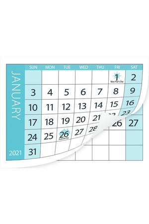 Calendar Tabs 2021 - Pack of 10