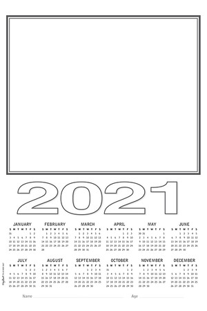  A3 Cardboard Calendar Blank 2021 - Pack of 10