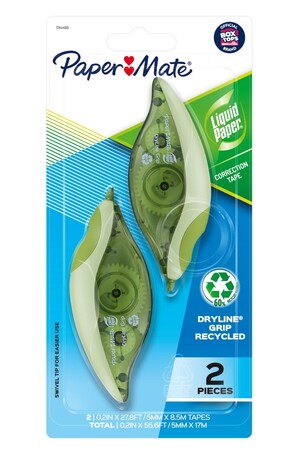 Papermate Correction Tape - Liquid Paper Recycled Dryline Grip White: 2-Pack (Pack of 6)