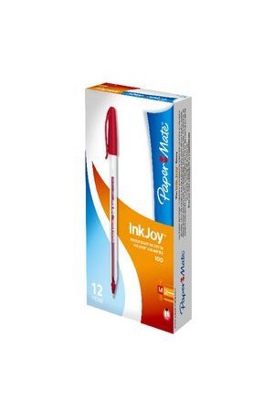Papermate Inkjoy Pen - 100ST (1.0mm): Clear Red (Box of 12)
