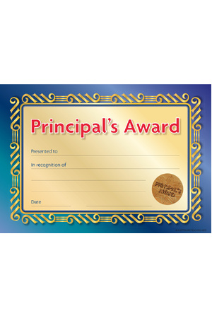 Principal's Formal Seal Award Certificates - Pack of 20 Cards