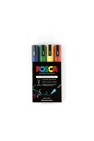 Posca Water-Based Paint Markers: 2.5mm Tip - Assorted (Pack of 4)