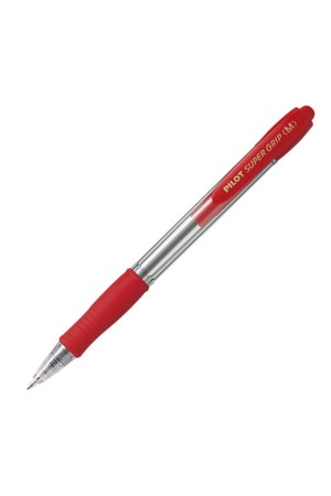 Pilot Pen Ballpoint Super Grip BPGP-10R Retractable: Medium Red (Box of 12)