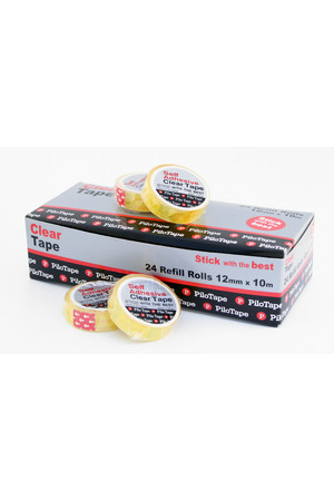 PiloTape Clear Tape - 12mmx10m (Box of 24)