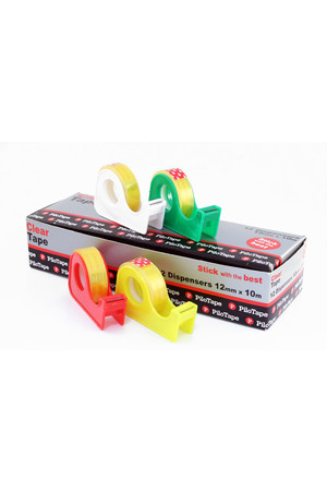 PiloTape Clear Tape - 12mmx10m: On Dispenser (Box of 12)