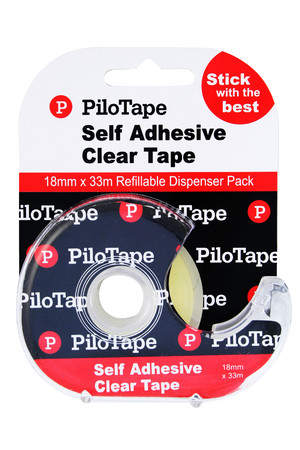 PiloTape Clear Tape - 18mmx33m: On Dispenser (Box of 12)
