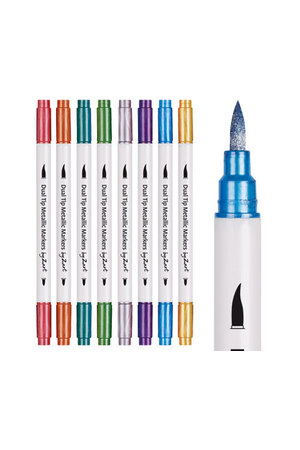 Dual Tip Metallic Markers: Assorted - Pack of 8