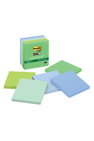 Post-It Recycled Notes Super Sticky - Bora Bora Collection: 76 x 76mm (Pack of 5)