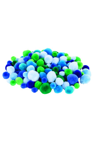 Pom Poms Assorted - Cool Colours: Pack of 300