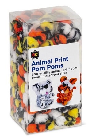 Pom Poms - Pack of 300: Animal Print