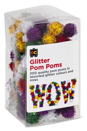 Pom Poms - Pack of 200: Glitter