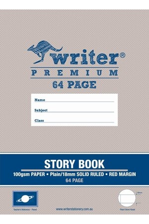 Protext Story Book Writer Premium - 1/2 Plain 1/2 18mm Solid Ruled+Margin: 64pg Planet (Pack of 10)