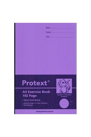 Protext Exercise Book A4 (Monkey) - 8mm Ruled PP Cover: 192 Pages (Pack of 5)