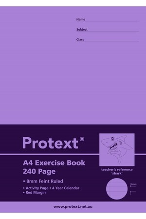 Protext Exercise Book - A4 8mm + Margin Ruled Polypropylene (PP) Cover: 240pg (Pack of 5)