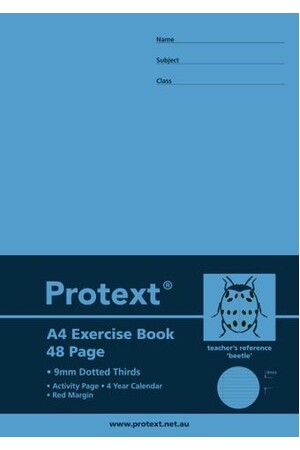 Protext Exercise Book A4 48PG: 9mm Dotted Thirds (Beetle)