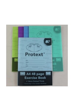 Protext Exercise Book - A4 Polypropylene (PP) Cover 48pg 14mm Dotted Thirds + Margin: Cat
