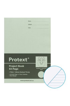 Protext Project Book - 64 PG: Plain/ 24mm Dotted Thirds (Bull):  330x240mm