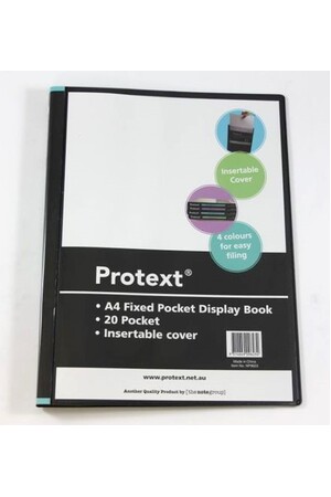 Protext Display Book - A4 (20 Page) Fixed Insert Cover/Spine: Black