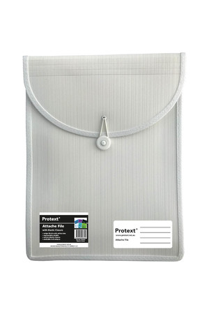 Protext Attache Case File with Elastic Closure: White