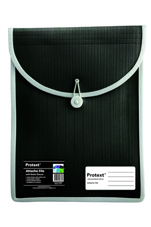 Protext Attache Case File with Elastic Closure: Black