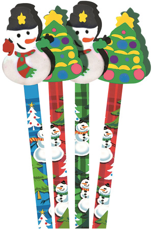 Snowman Pencil Toppers - Tub of 36