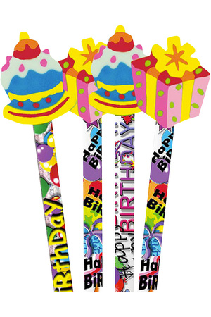 Birthday Surprise Pencil Toppers - Tub of 36