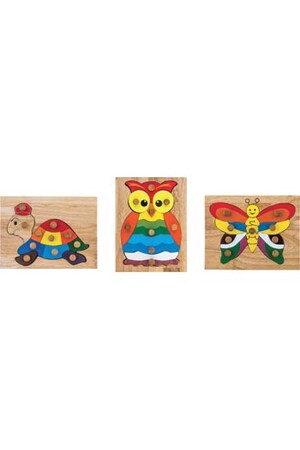 Set of 3 Wooden Knob Puzzles