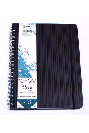 Quill Visual Art Diary - Premium A4 (120 Page with Pocket Black)