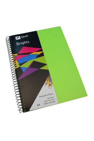 Quill Visual Art Diary - A4 Brights: Lime Green (60 Leaf)