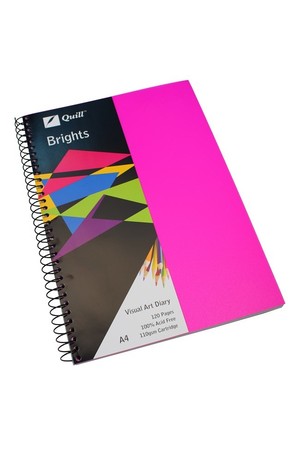 Quill Visual Art Diary - A4 Brights: Cerise Pink (60 Leaf)