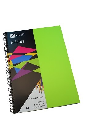 Quill Visual Art Diary - A3 Brights: Lime Green (60 Leaf)