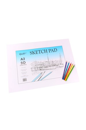 Quill Sketch Pad (A2) - 110gsm Cartridge Acid Free: 50 Leaf (Pack of 5)