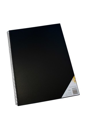 Quill Visual Art Diary - A3 Spiral Black Cover (60 Leaf)