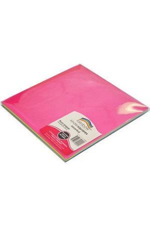 Rainbow Craft Paper (Squares) - Fluoro 250mm (Pack of 100)