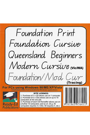 Handwriting Fonts CD - VIC, NSW & QLD Beginners