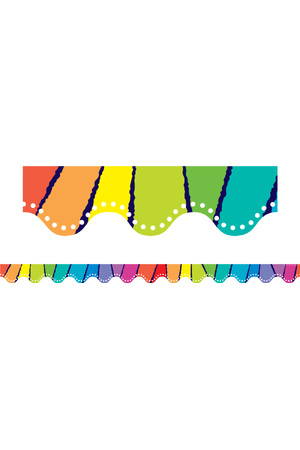 Rainbow Stripes Scalloped Border