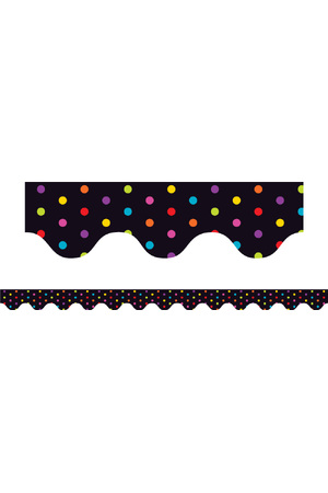 Multicolour Polka Dots (Black) - Scalloped Borders (Pack of 12)