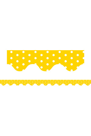 Yellow Polka Dots - Scalloped Borders (Pack of 12)