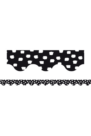 Black & White Brushed Dots - Scalloped Border (Pack of 12)