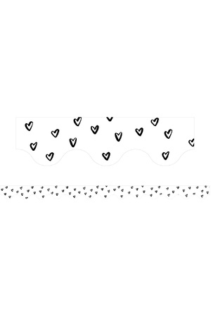 Black & White Hearts - Scalloped Border (Pack of 12)