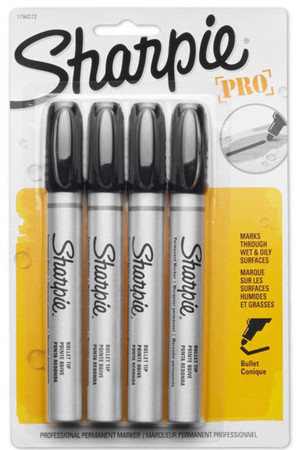 Sharpie Markers - Pro Metal Permanent (Bullet Tip): Black (Pack of 4)
