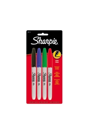 Sharpie Marker: Permanent Fine Tip - Assorted Pack of 4