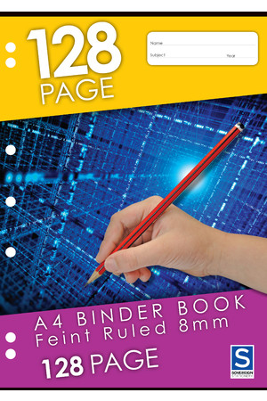 Sovereign Binder Book (A4) - 8mm Ruled: 128 Pages (Pack of 10)
