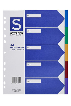 Sovereign Dividers (A4) PP - 5 Tab