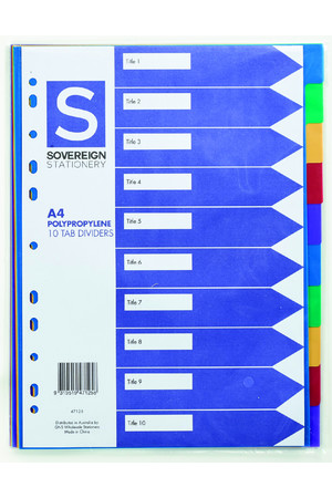 Sovereign Dividers (A4) PP - 10 Tab