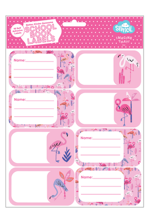 Book Labels - Flamingo Splash