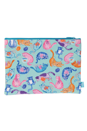 A4 Twin Zip Pencil Case - Crazy Cats