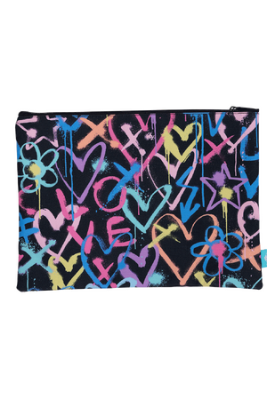A4 Twin Zip Pencil Case - Hearts & Crosses