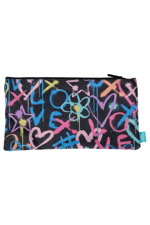 Twin Zip Pencil Case - Hearts & Crosses