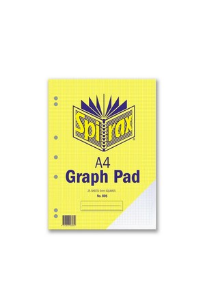 Spirax Graph Pad 805 (A4) - 5mm: 25 Leaf (Pack of 10)